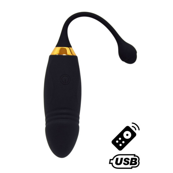 HAPPY, Un Œuf vibrant long USB avec télécommande, dans un silicone médical doux et lisse